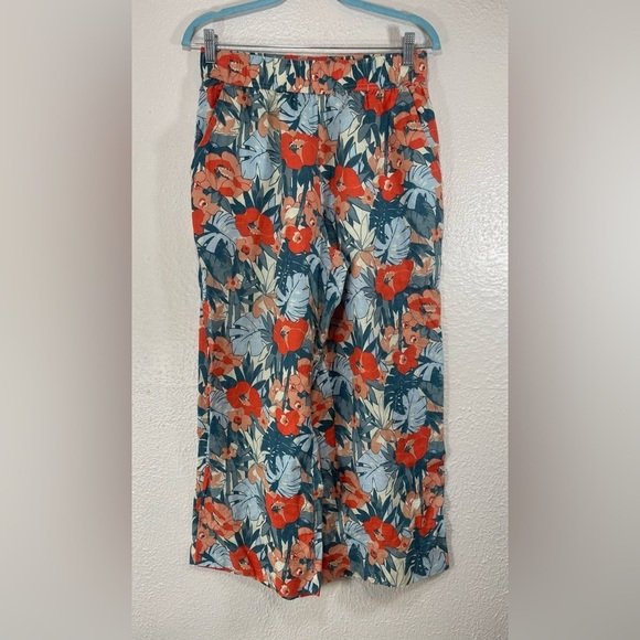 C&C California Linen Palm Leaf Tropical Printed Wide Leg Cropped Pants Women’s M - Picture 8 of 8